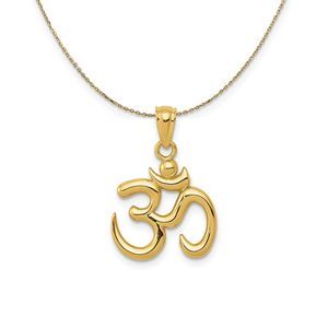 14k Yellow Gold 2D Om Symbol Necklace - 16 Inch